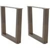 Kavos staliuko kojelės, V formos, 2 vnt., natūralus plienas, 60x(42-43,3) cm, plienas