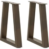 Kavos staliuko kojelės, V formos, 2 vnt., natūralus plienas, 38x(42-43,3) cm, plienas
