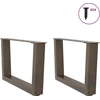 Kavos staliuko kojelės, V formos, 2 vnt., natūralus plienas, 50x(30-31,3) cm, plienas