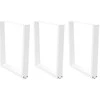 Valgomojo stalo kojelės, 3 vnt., baltos, 80x(72-73,3) cm, plienas, V formos