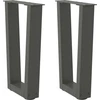 Kavos staliuko kojelės, V formos, 2 vnt., antracito spalvos, 38x(42-43,3) cm, plienas