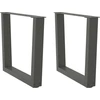 Kavos staliuko kojelės, V formos, 2 vnt., antracito spalvos, 60x(42-43,3) cm, plienas