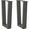Kavos staliuko kojelės, V formos, 2 vnt., antracito spalvos, 28x(42-43,3) cm, plienas