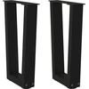 Kavos staliuko kojelės, V formos, 2 vnt., juodos, 38x(42-43,3) cm, plienas