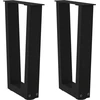 Kavos staliuko kojelės, V formos, 2 vnt., juodos, 28x(42-43,3) cm, plienas
