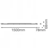 V-tac 51/39/31/27W LED linijinis šviestuvas DAMP PROOF FIT, pilkas, 4000/5000/6500K, 115°, 1500mm, IP65