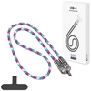 USB kabelis Vega ECOBOX* 240 W Type-C į Type-C pakabukas ant kaklo vaivorykštė rausvai mėlyna (36078)