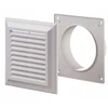 Ventika Vėdinimo grotelės 180x180mm su tinkleliu ir apvaliu flanšu fi 125mm baltos EL180AK