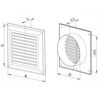 Ventika Vėdinimo grotelės 180x180mm su tinkleliu ir apvaliu flanšu fi 125mm baltos EL180AK