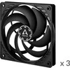 ARCTIC P12 Slim PWM PST korpuso ventiliatoriai, 4-pin, 120mm, juodi, 3 vnt.