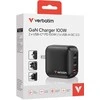 Laidinis įkroviklis Verbatim Mini GaN 100W 2xUSB-C PD/1x USB-A QC juodos spalvos 32230