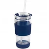 Vialli Design Termo puodelis stiklinis ze słomką 600 ml tamsiai mėlyna 30381