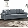Trivietė sofa su pagalvėlėmis, tamsiai pilka, 180cm, aksomas