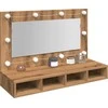 Veidrodinė spintelė su LED lemputėmis, ąžuolo spalvos, 90x31,5x62 cm