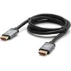 Vaizdo kabelis HDMI M – HDMI M, HDMI 2.1 – itin didelės spartos, 2 m, paauksuotos jungtys, aliuminio korpusas, pilkas, logotipas 8K @ 60Hz, 48Gb/s
