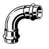 Viega Łuk 90° su SC Ø=22mm nerūdijantis plienas - 435653