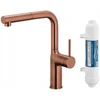 Virtuvinis maišytuvas KFA baterija kuchenna su funkcija filtracji wody i wyciąganą wylewką Duero Pure Move Pull-Out + filtras Hydro+, brushed rose auksinis 6623-422-34
