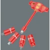 Wera 05005120001 410 i VDE B Izoliuotas T formos rankenos adapteris su lizdais, 3/8'' x 130 mm, raudonas