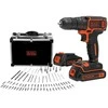 Akumuliatorinis gręžtuvas-suktuvas Black &amp; Decker BDCDC18BAFC + 2x1.5Ah + antgalių rinkinys
