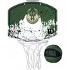 Mažojo krepšinio krepšys su skydu Milwaukee Bucks Wilson 29x29cm/Ø10cm komplekte kamuolys