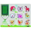 Dėlionė Woody 91184 Eco mediniai mokomieji ir linksmi galvosūkiai-antspaudai – Ūkio gyvūnai (10 vnt.) 3 metų ir vyresniems vaikams (30x21cm)