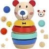 Tooky Toys Paimta žaislinė medinė piramidės dėlionės forma Meškiukas 11 El.