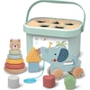 Woopie Tooky Toy Medinis žaislas 3in1: formų rūšiavimo dėžė su lokiu ir dramblio traukimo žaislu
