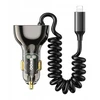XO Įkroviklis automobilinis Bwoo (CC96L) (1xUSB, 1xUSB-C 30W) su lightning laidu juodas