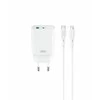 XO sieninis įkroviklis CE30 PD 30W 1x USB-C 1x USB baltas + laidas USB-C - Lightning