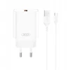 Įkroviklis XO kroviklis jungiama į tinklą CE33 QC 18W 1x USB balta + kabelis USB-C