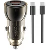 XO car charger CC60 60W 1x USB 1x USB-C juodos spalvos + USB-C - USB-C kabelis