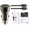 XO car charger CC60 60W 1x USB 1x USB-C juodos spalvos + USB-C - USB-C kabelis