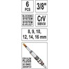 Yato Kaitinimo žvakių galvučių rinkinys, 6 vnt, 8-16 mm, CrV plienas, skirtas kaitinimo žvakėms