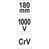 YATO šoninio pjovimo replės 180 mm VDE