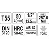 Yato Toya Sa Poland Antgalis įpresuotas į galvutę 1/2", T55 x 55 mm (YT-04317)