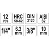 Yato Toya Sa Poland Įpresuotų antgalių rinkinys 1/4"+3/8", 12 vnt T-Star su skylėmis T8-T55 (YT-04332)