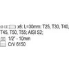 Antgalių rinkinys 7vnt, TORX Tamperproof Yato | TT25, TT30, TT40, TT45, TT50, TT55