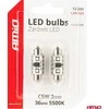 LED lemputės, Canbus, festoon, C5W, 2SMD, 3838, 36 mm, baltos, 12 V, 24 V, amio-04248