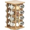 Rotary Rotacinė prieskonių lentynėlė + 16 indelių, 30 cm, bambukas, ZELLER