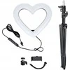 OEM LED Ring Stream RGB lempa 10" su laikikliu mobiliam HEART + trikojui JM26-10 juodas