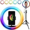 Žiedinė lempa Retoo LAMPA PIERŚCIENIOWA RGB LED SELFIE RING STOVAS Pultas + UCHWYT NA TELEFONAS 210CM