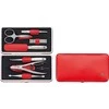 ZWILLING TWINOX Rinkinys kelioninis - raudona skórzane etui, 7 dalys