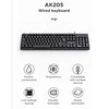 Aula AK205 Ergonomiska klusu taustiņu klaviatūra ar 104 pogām EN / RUS izkārtojums 1.5m USB Vads Melna
