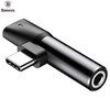 Baseus Audio adapteris L41 USB-C prie 3.5mm AUX lizdo + USB-C - Juodas