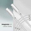 Oho CP USB-C uz USB-C PD 60W 3A Super Ātras Uzlādes 1m iPhone 15 Kabelis ar iebūvētu magnētisku kabeļa organizātoru Balta
