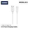 Jellico B15 Izturīgs-Mīksts Universāls USB-C uz USB Datu &amp; Ātrās Uzlādes 3.1A kabelis 1m