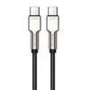 Jellico B8 Neilona Pīts cinkota konektora USB-C uz USB-C Datu &amp; PD Ātrās 66W uzlādes kabelis 1m Melns