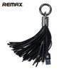 Remax RC-053m dizaino raktų pakabuko žiedas su mikro ir USB duomenų ir įkroviklio laidu juodas