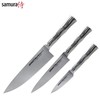 Samura BAMBOO Сhef's Essential peilių rinkinys iš 3 vnt.: Pjovimo peilis / Naudingas peilis / Šefas iš AUS 8 Japoniško plieno 59 HRC