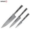 Samura BAMBOO Сhef's Essential peilių rinkinys iš 3 vnt.: Pjovimo peilis / Naudingas peilis / Šefas iš AUS 8 Japoniško plieno 59 HRC
